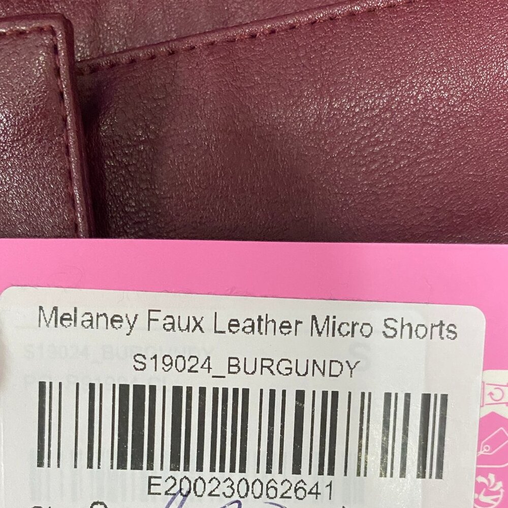 Edikted Melaney Faux Burgundy Leather Micro Shorts - Picture 3 of 5